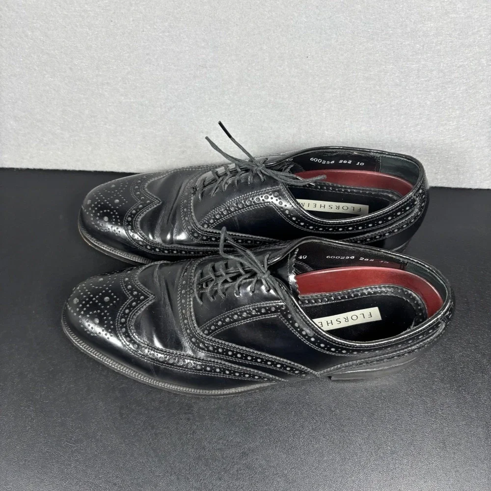 Florsheim Lexington Men's Wingtip Oxfords Black Leather Brogue Dress Shoes 8.5 D
